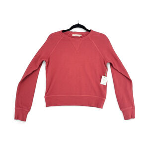 AE77 Unisex‎ Distressed Crewneck Sweatshirt XS Red 100% Cotton Made in USA NWT